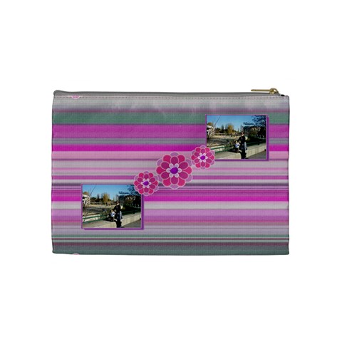 Purple Flowers Cosmetic Bag Back
