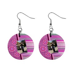 Purple flowers earings - Mini Button Earrings Purple flowers earings - Mini Button Earrings