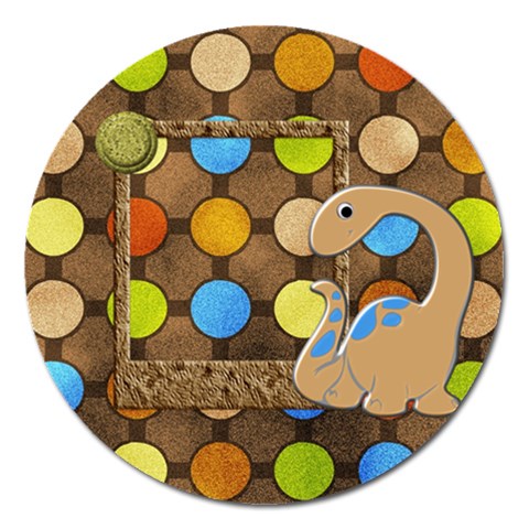 Dinosaur! Round Magnet 1 By Lisa Minor Front