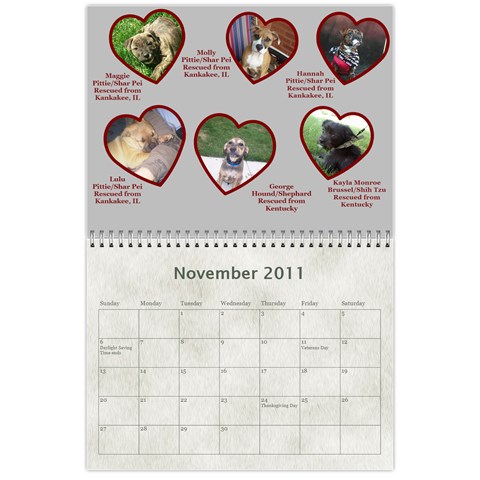 Rescue Calander By Tracy Caccavella Nov 2011
