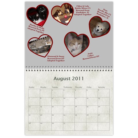 Rescue Calander By Tracy Caccavella Aug 2011