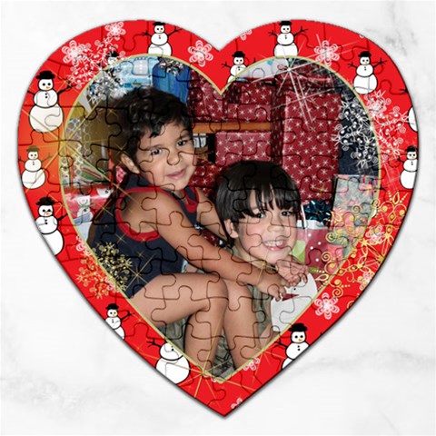 Snowman Heart Sparkling Puzzle By Ivelyn Front