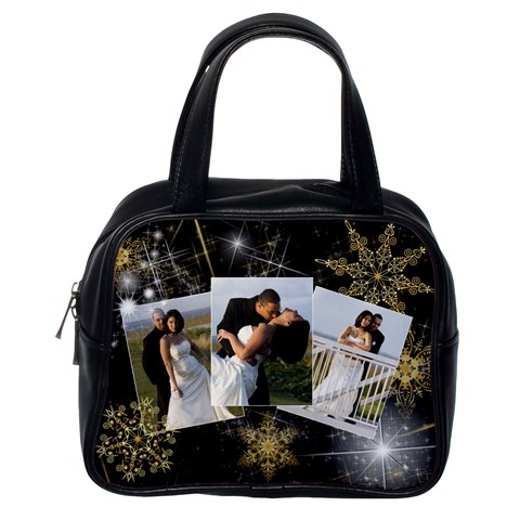 Black Sparkling With Gold Snowflakes Purse By Ivelyn Front