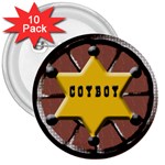 cowboy badge 10 pack - 3  Button (10 pack)
