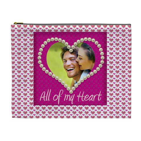 All Of My Heart Extra Large Cosmetic Bag By Catvinnat Front