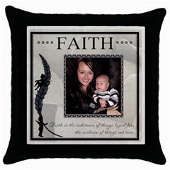 Faith Throw Pillow Case - Throw Pillow Case (Black)