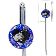 blue lights with snowflakes book mark