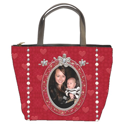 Pretty Red & Chrome Bucket Bag By Lil Front