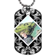 Art Nouveau offset diamond dog tag - Dog Tag (Two Sides)