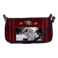Red Stitched Shoulder Clutch Handbag - Shoulder Clutch Bag Red Stitched Shoulder Clutch Handbag - Shoulder Clutch Bag