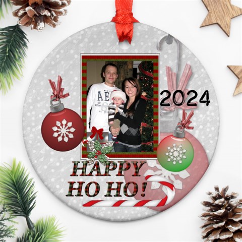 Happy Ho Ho Memories Round Ornament By Lil Front