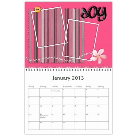 Calendar 12 Mos  / Happy New Year By Angel Jan 2013