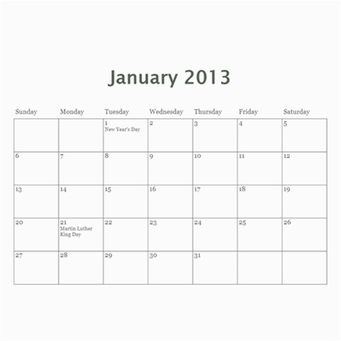 Calendar 12 Mos  / Happy New Year By Angel Feb 2013