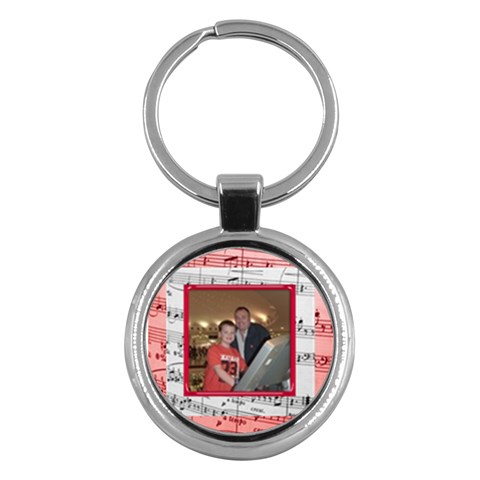 Red Music Round  Keyring By Catvinnat Front