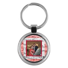 Red Music Round  Keyring