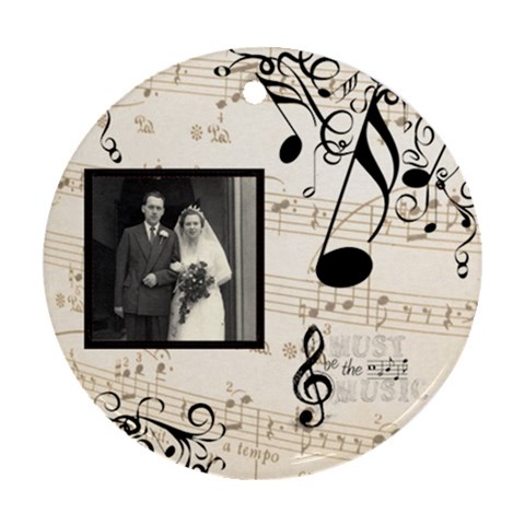 Must Be The Music Sepia Single Side Ornament By Catvinnat Front