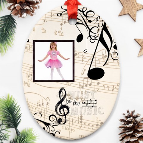 Must Be The Music Oval Ornament By Catvinnat Front