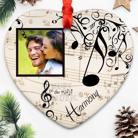 Must Be The Music Heart Ornament By Catvinnat Front