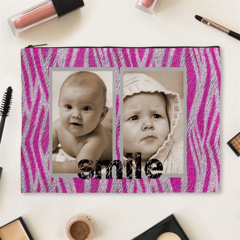 Funky Furry Zebra Extra Large Cosmetic Bag By Catvinnat Front