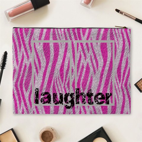 Funky Furry Zebra Extra Large Cosmetic Bag By Catvinnat Back