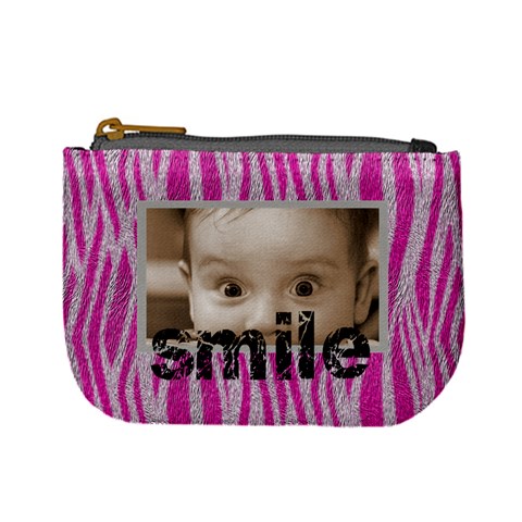 Funk Pink Furry Zebra Smile Mini Coin Purse By Catvinnat Front