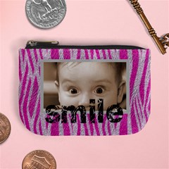 Funk pink furry zebra smile mini coin purse