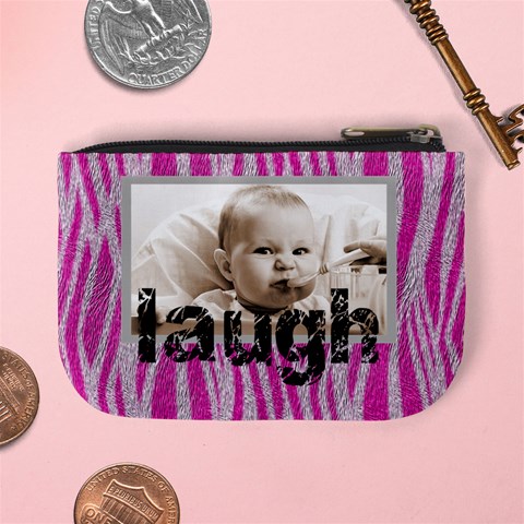 Funk Pink Furry Zebra Smile Mini Coin Purse By Catvinnat Back