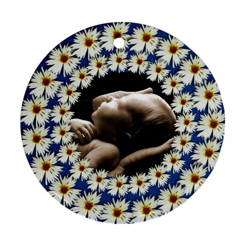 Lazy Daisy Round Ornament By Catvinnat Front