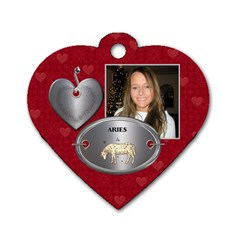 Aries Zodiac Heart Dog Tag - Dog Tag Heart (One Side)