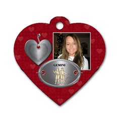 Gemini Zodiac Heart Dog Tag - Dog Tag Heart (One Side)