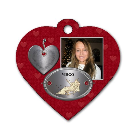 Virgo Zodiac Heart Dog Tag By Lil Front