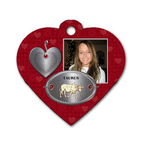 Taurus Zodiac Heart Dog Tag By Lil Front