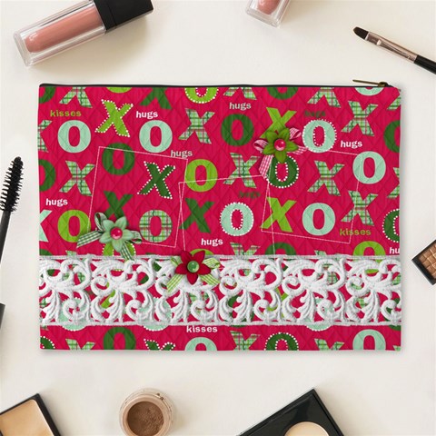 Hug & Kisses, Cosmetic Bag Xl By Mikki Back