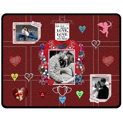 Valentine Medium Fleece Blanket By Lil 60 x50  Blanket Front