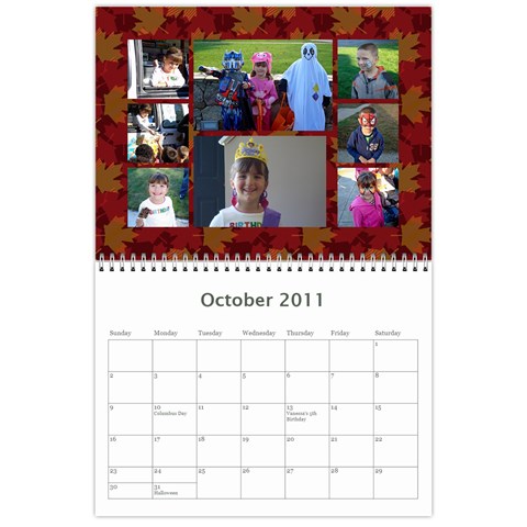 2011 Calendar Oct 2011