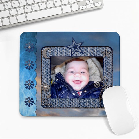 Denim Blues Large Mouse Pad By Lil Front