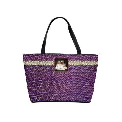Mock Python Purple Photo Buckle Classic Shoulder Bag By Catvinnat Front