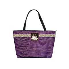 Mock Python Purple Photo Buckle Classic Shoulder Bag - Classic Shoulder Handbag