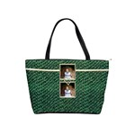 Mock Croc Green n Gold Photo Buckle Classic Shoulder Bag - Classic Shoulder Handbag