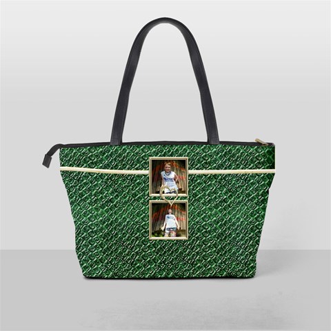 Mock Croc Green N Gold Photo Buckle Classic Shoulder Bag By Catvinnat Back