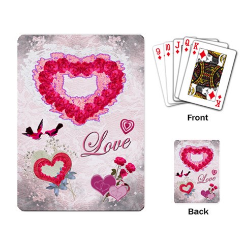 Love Pink Lace Heart Rose Playing Cards W Photos By Ellan Back