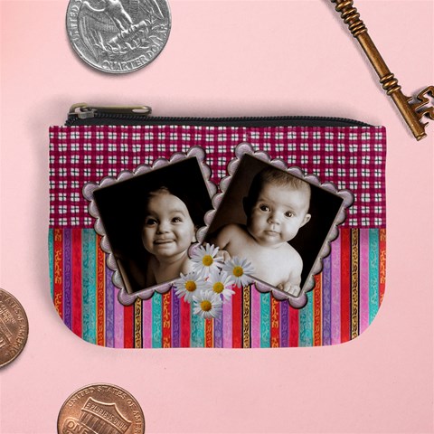 Candy Stripe Twin Frame Mini Coin Purse By Catvinnat Front