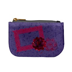 Pink & purple mini coin purse, butterfly, flower