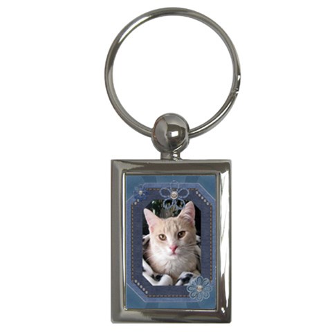 Blue Denim Rectangle Key Chain By Lil Front