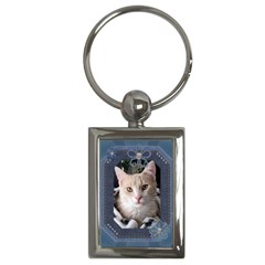 Blue Denim Rectangle Key Chain - Key Chain (Rectangle)