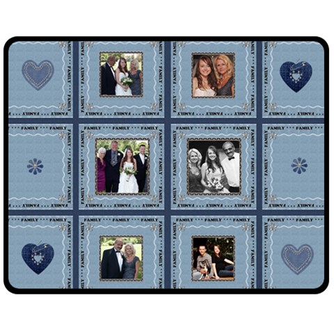 Pretty Blue Family Mediium Fleece Blanket By Lil 60 x50  Blanket Front