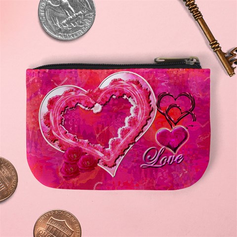 Love Pink Heart Valentine Mini Coin Purse By Ellan Back