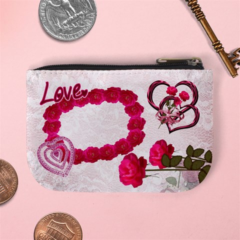 Love Pink Roses Valentine Mini Coin Purse By Ellan Back