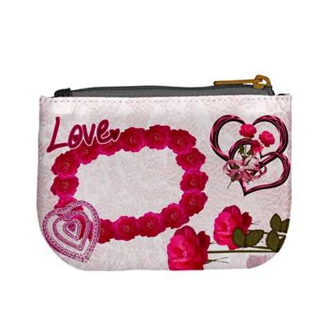 Love Pink Roses Valentine Mini Coin Purse By Ellan Back