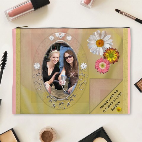 Friends & Flowers Xl Cosmetic Bag By Lil Front